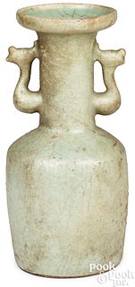Chinese Longquan celadon mallet form vase