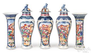 Chinese export porcelain garniture set