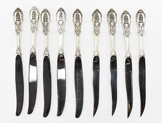 WALLACE "ROSE POINT" STERLING SILVER STEAK KNIVES