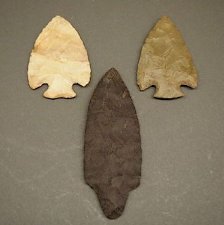 3 flint spear & arrowheads