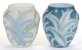 PHOENIX / CONSOLIDATED FERN GLASS VASES, LOT OF TWO