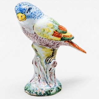 Polychrome Delft Figure of a Parrot 
