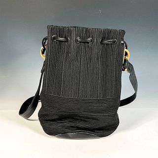Vintage Sharif Black Fabric and Leather Handbag