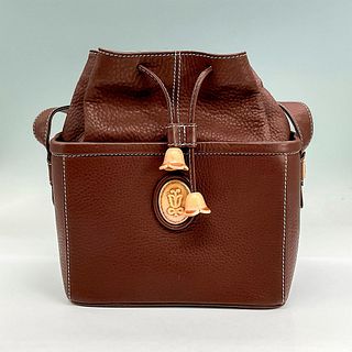 Lladro Brown Leather Handbag With Porcelain Accents