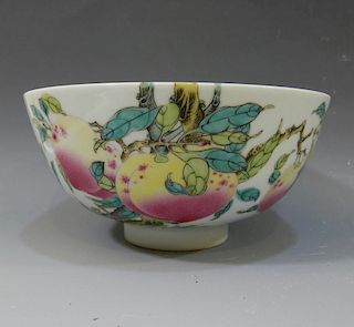 IMPERIAL CHINESE ANTIQUE FAMILLE ROSE PEACH BOWL - YONGZHENG MARK
