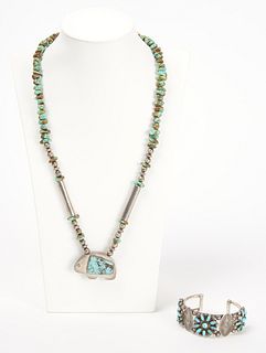 Navajo Silver Necklace and Bracelet
