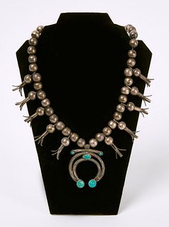 Early Navajo Squash Blossom Necklace