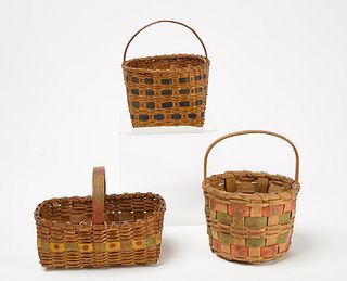 Three Decorated Native Baskets by the Same Maker