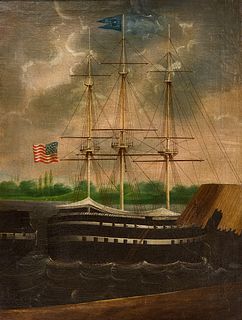 Painting of an American  Gun Ship