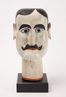 Carved Folk Art Head of a Man