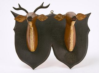 Carved and Painted Deer Head Wall Mount