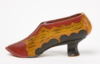 Paint-Decorated Carved Shoe