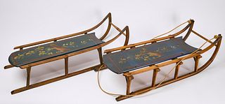 Pair of Paint-Decorated Sleds