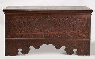 Early Carved Blanket Chest - 1751