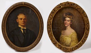 Pair of Portraits in Oval Frames