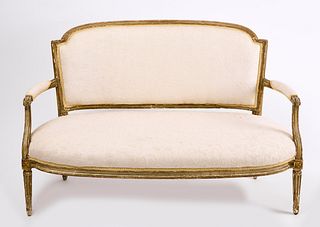 Giltwood Canape and Footstool