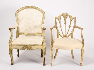 Two European Painted Chairs