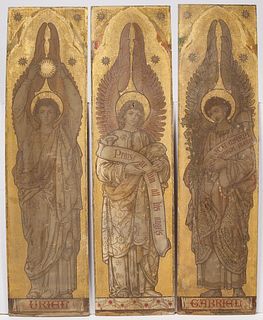 Three Painted Panels with Angels