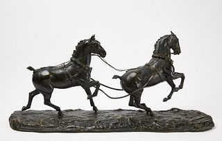 Georges Malissard - Two Bronze Horses