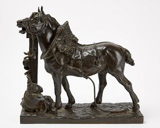 Arthur Jacques Leduc -Bronze Horse and Chicken