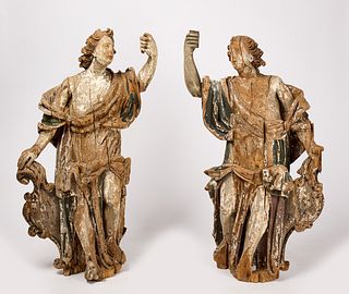 Pair of Carved Female Figures