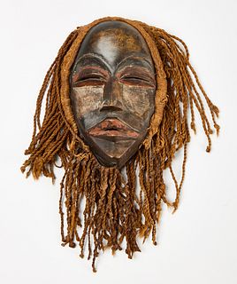 Old African Mask With Braided Hair