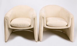 Pair of White Lounge Chairs