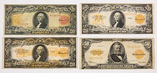 US Fifty and Twenty 'In Gold Coin' Currency Notes
