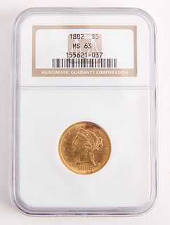 1882 $5 Gold Piece - MS 63