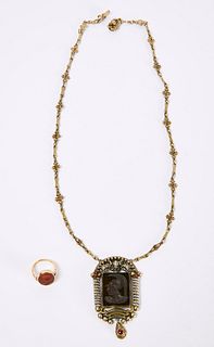 Intaglio Ring and Necklace