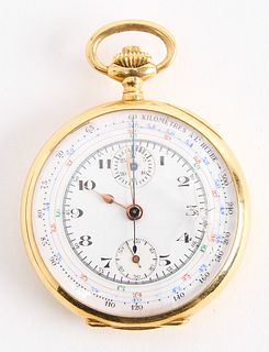 18 K Gold Tachymeter Pocket Watch