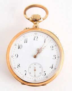 14 K Gold Pocket Watch with Encrusted Initials