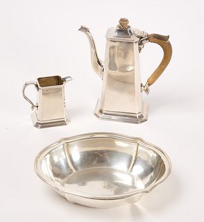 Crichton Sterling Coffee, Creamer and Bowl