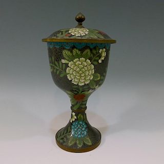 CHINESE ANTIQUE CLOISONNE COVER CUP - 19/20 CENTURY