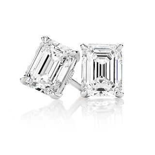 4.08 carat diamond pair, Emerald cut Diamonds GIA Graded 