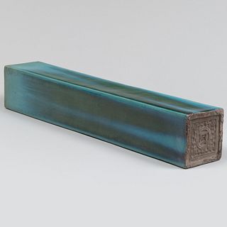 Chinese Turquoise Glazed Earthenware Pillow