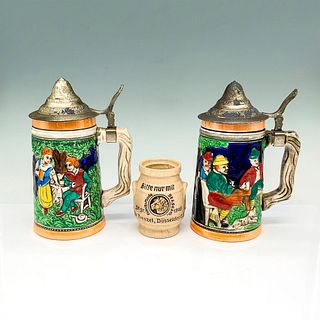 3pc Lidded Beer Steins and Mustard Pot