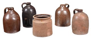 Five Pieces of Mobile Alabama Pottery Advertising Jars