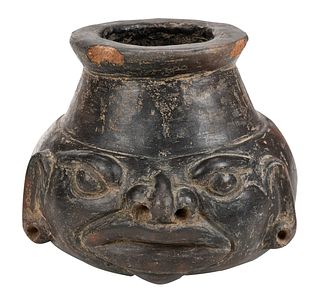 Pre Columbian Pottery Head Vessel