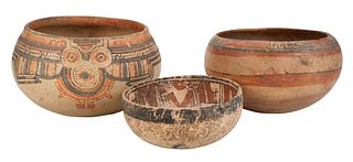 Three Pre Columbian Polychrome Bowls