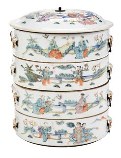 Chinese Enameled Stacking Sweetmeat Container