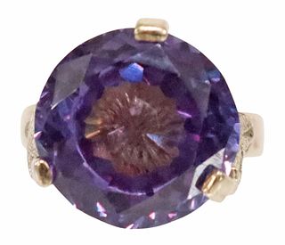 ESTATE 14KT ROSE GOLD & 10CT LAB CREATED ALEXANDRITE RING
