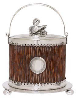 ENGLISH LATE VICTORIAN SILVERPLATE BISCUIT BARREL