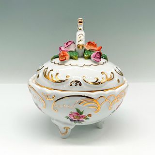 Pretty Porcelain KPM Style Floral Footed Bowl with Lid