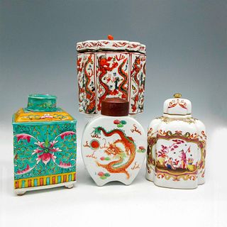 4pc Vintage Chinese Porcelain Tea Caddy's