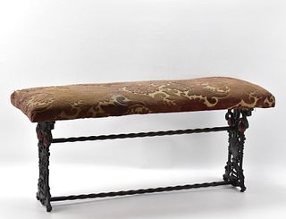 ANTIQUE CAST IRON BENCH WITH SATYR