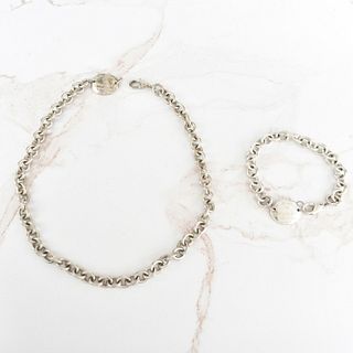 Silver Necklace and Bracelet.