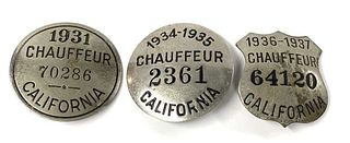 Extremely Rare Antique 1931, 1934, 1936 Chauffer Badge Collection (3-pieces)