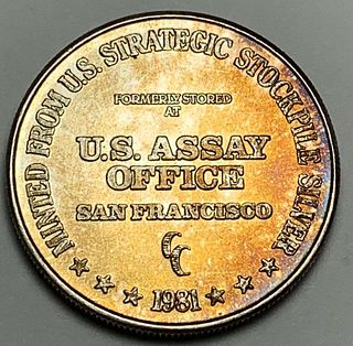 1981-CC U.S. Assay Office San Francisco 1 ozt .999 Silver Trade Unit