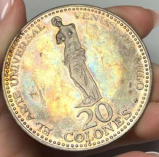 Lovely Color 1970 Costa Rica 20 Colons Silver 